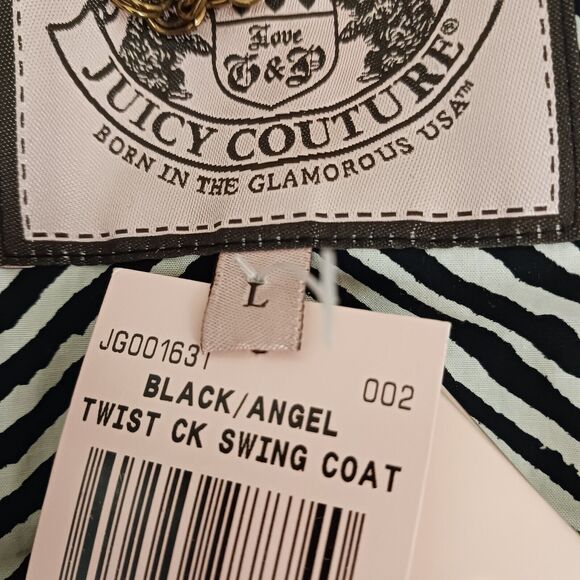$448 NEW Juicy Couture SWING Coat Sz L Black Angel Twist Black White Houndstooth - Picture 4 of 16